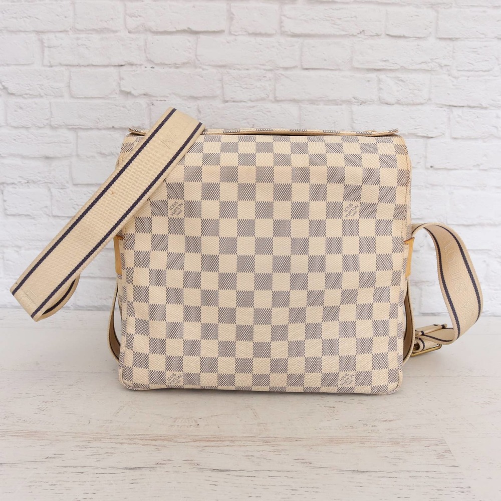 Louis Vuitton Naviglio Damier Azur Crossbody White Shoulder Bag Messenger Purse